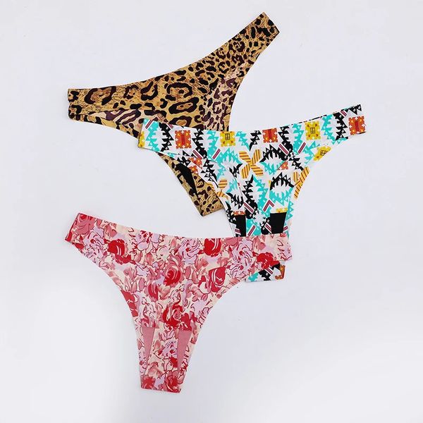 3 pezzi leopardo sexy biancheria intima mutandine femminile perizoni a T-back a g-corda a g-corda senza soluzione di continuità mimetica intimata Bannirou 231227