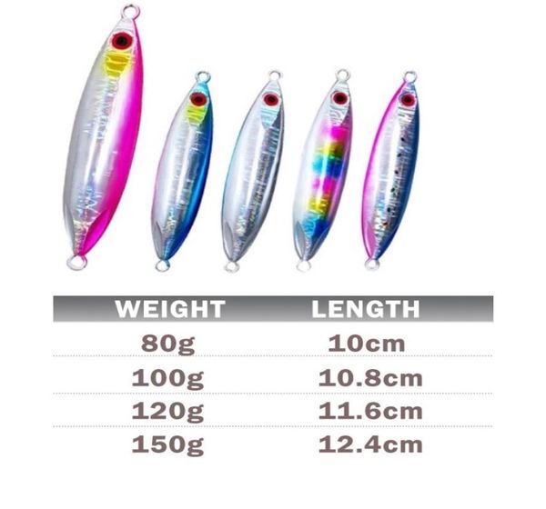 Slow Fall Pitch Lead Metal Flat Fishing Jigs Lures Sinking Vertical Jigging Bait für Salzwasser-Thunfisch Kingfish Bass Lachs 80 g 100 g 7662128