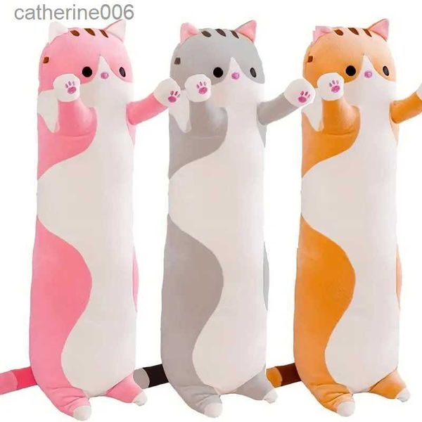 Doldurulmuş Peluş Hayvanlar 50 cm uzunluğunda kedi yastık peluş oyuncak sevimli peluş kedi bebek karikatür yumuşak doldurulmuş yavru kedi yastık uzun bebek oyuncak kız arkadaşı 231228