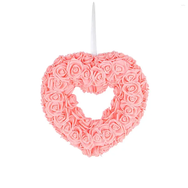 Dekorative Blumen 36 cm künstliche Blume Liebe Herzkranz Valentinstag Simulation Rose Hochzeitswand Dekor Tür unsterblich