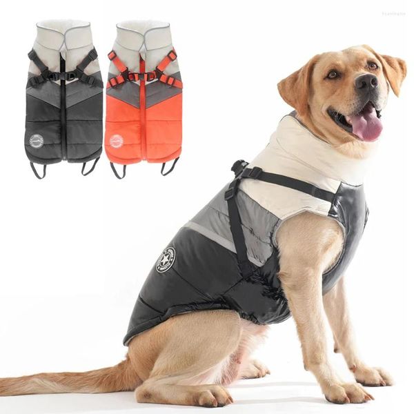 Abbigliamento per cani, giacca invernale con strisce riflettenti, gilet caldo, con petto piccolo