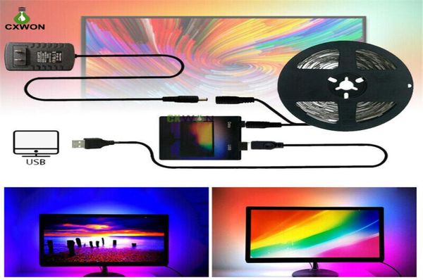 TV Şerit Kiti USB Rüya Renk 1m 2m 3M 4M 5M RGB WS2812B TV PC SN SN BAKIŞIK AÇIKLAMA 5190524