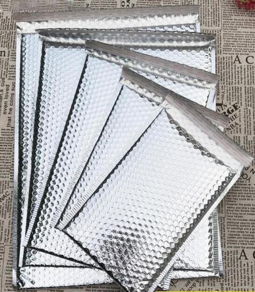 5 misure 40 pezzi busta imbottita argento busta metallica a bolle d'aria sacchetto regalo in foglio di alluminio involucro di imballaggio4293016