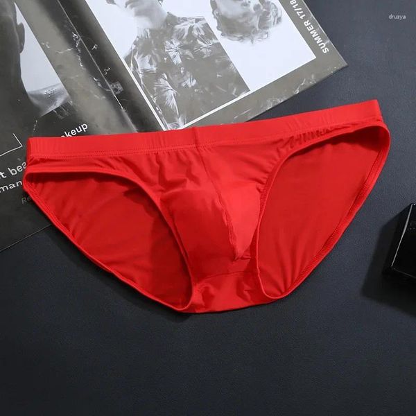 Unterhosen Eis Seide Sexy Unterwäsche Männer Slips Nahtlose Atmungsaktive Höschen Bikini Solide Niedrige Taille Weiche Underwee Kork