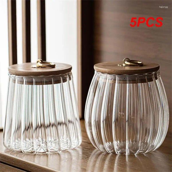 Bottiglie di stoccaggio 5pcs 750ml/650 ml Candy Jar Glass Buster alimenti sfusi Clear Jars Organizzatore da cucina da cucina