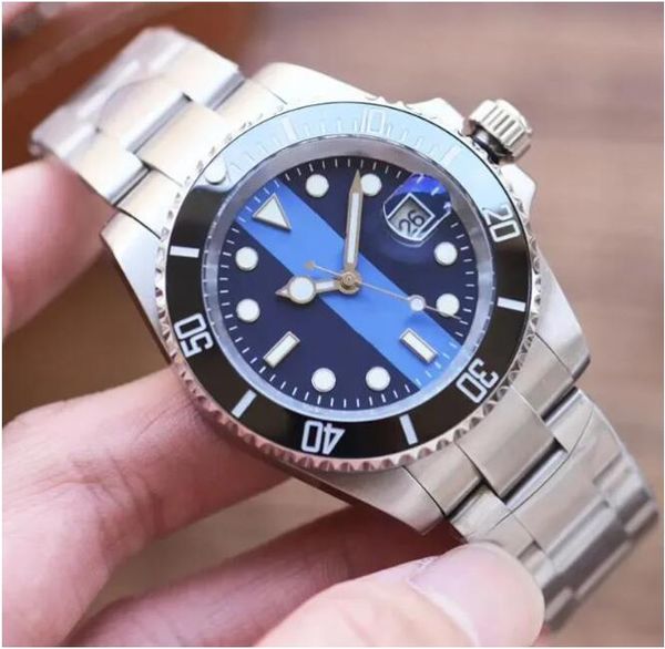 Mais novo relógio masculino relógio movimento automático à prova d'água 40mm pulseira de aço inoxidável moda relógios de pulso relógios de negócios relógio de pulso mostrador de barra colorida