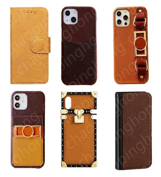 Leder Flip Wallet Phone Cases für iPhone 14 13 Pro Max 12 11 XS XR 8 Plus Mobile Shell Mode Armband Luxus Designer Karte Ho9810876