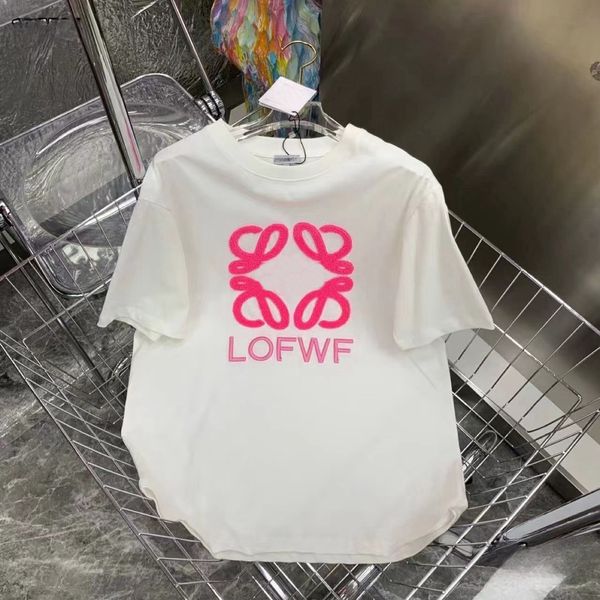 Loeweee Stickerei T-Shirt für Frauen Kleidungsbrief Druck O-Neck Kurzärmler Designer Loewew T-Shirt Femme Lowew Top Loose Crop Topshort Sleeved Tee SH 607