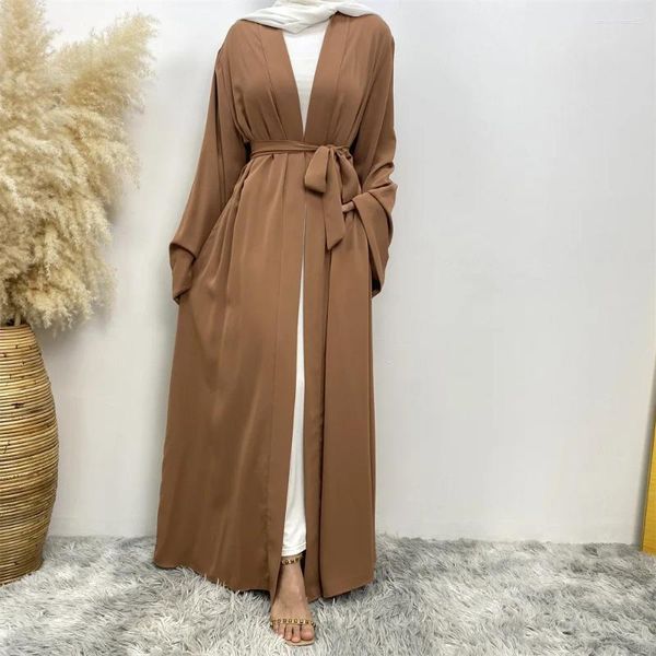 Roupas étnicas Ramadan Aberto Abaya Dubai Turquia Kaftan Muçulmano Hijab Vestido Simples Abayas para Mulheres Kimono Modesto Robe Femme Caftan Islam