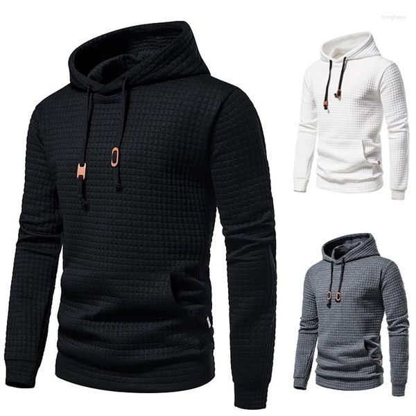 Erkek Hoodies Moda Külot Waffle Örgü Erkekler Düz Kapüşonlu Sweatshirt Poleronlar için Toptan Beyaz Para Hombre