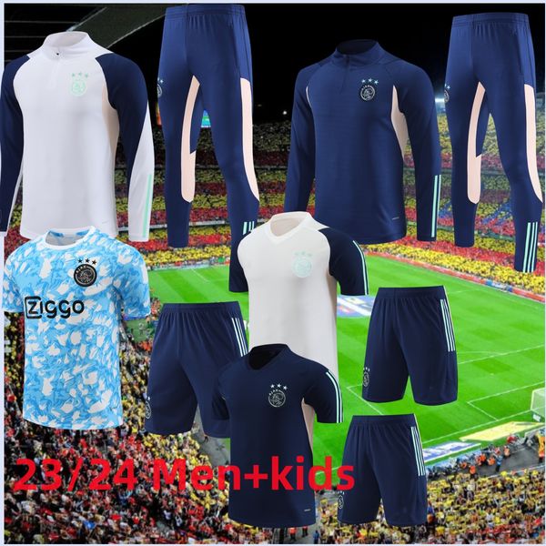 2023 2024 Tracksuits Ajkses Homem Adulto Crianças Manga Longa Pull Zipper Treinamento Terno Homens Lyonnais Martinez Ol Aouar Kit de Treinamento de Futebol Conjuntos de Jogging