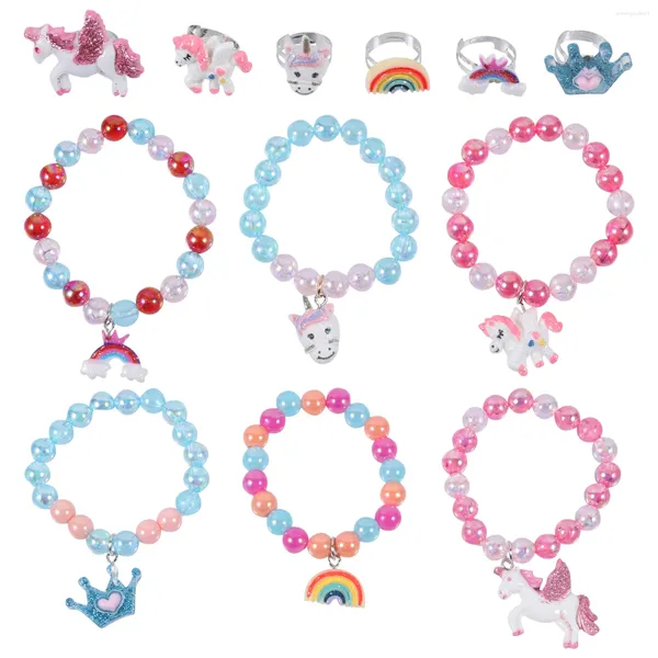 Charm Armbänder 2 Sets Kinderarmband Ring Handgelenk Schmuck gefertigtes Perlen Schmuck Süße Ketten Plastik