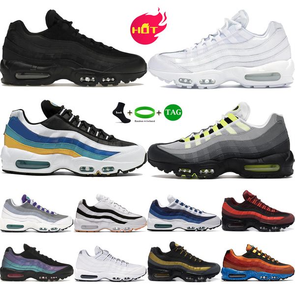 Neue Herren 95 Laufschuhe 95s Triple Black White Gum OG Neon QS Metallic Silver SE Windbreaker Throwback Future Slate Blue Grape Red Damen Designer-Sneaker-Trainer