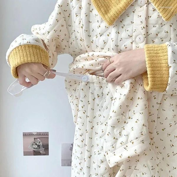 Indumenti da notte da donna Homewear Donne calde Aria Inverno Incinta Pigiama Puro Allattamento al seno Pigiama di cotone 2023 Autunno dopo il parto