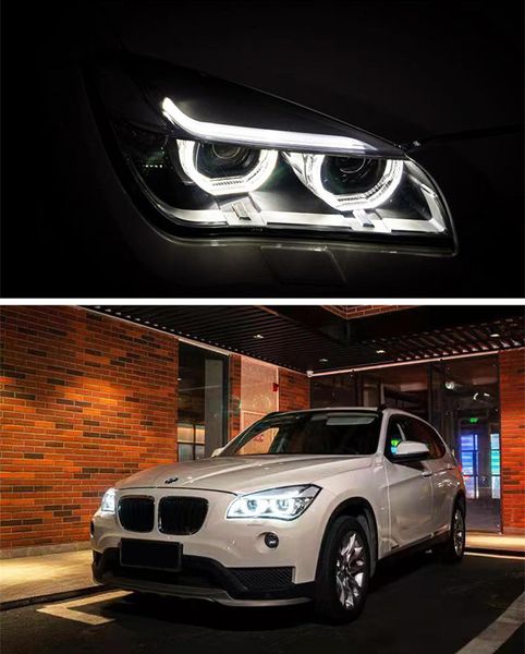 Montagem da luz da cabeça do carro para BMW X1 E84 LED diurno executando o farol 2011-2015 Turn Signal Signal Beam Lens de feixe duplo