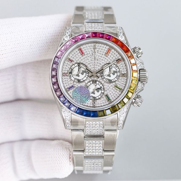 Full Diamond Watch Classic Mens Watches Automatic 7750 Механические 40 -мм 4 -мм сапфировые функции Функция моды Business Bristatch Nearnably Starp Starp