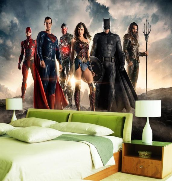 Benutzerdefinierte 3D-Tapete Justice League Wandbild Superman Batman Po Tapete Kinderzimmer Büro und Wohnzimmer Kindergarten Ro7742779