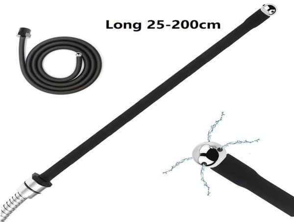 25 bis 200 cm lange Douche Silikon Einlauf Anal Dusche Reinigungskopf Perlen Butt Plug Düsenspitze Wasserhahnaufsatz Gay3059917