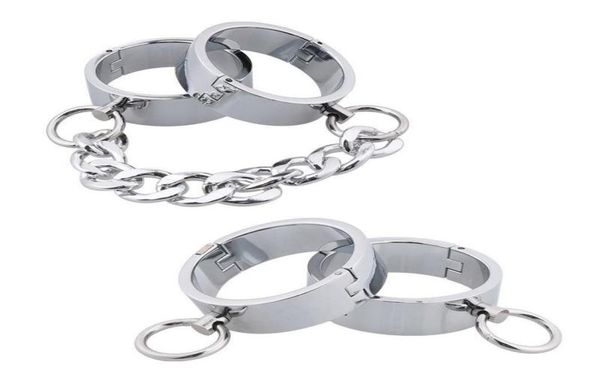 20 mm Höhe, Edelstahl-Schlossmanschette, Metall-Handschellen, Kreis, ovale Manschetten, Armbänder, Unisex-Armreifen, abschließbarer Knöchel-Armreif9754486