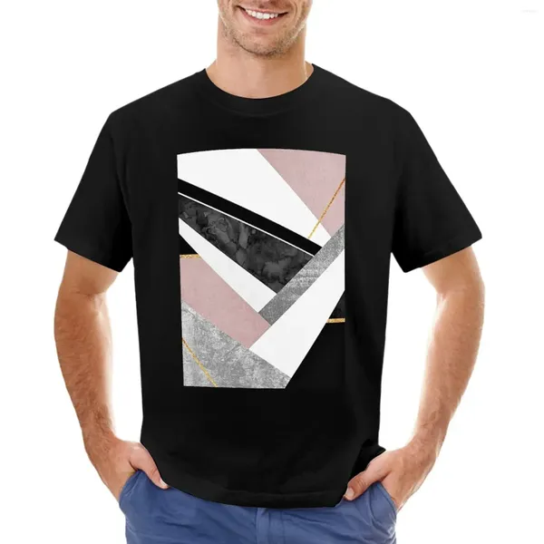 Polos masculinos abstrato preto branco rosa prata ouro design camiseta secagem rápida frutas do tear camisetas masculinas