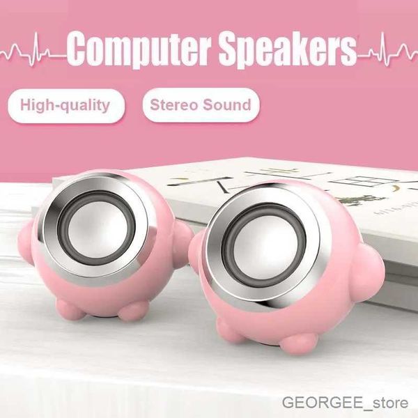 Alto-falantes de computador 2023 novos alto-falantes de computador rosa para PC Alto-falantes de laptop USB 3,5 mm com fio Tocar música estéreo HIFI com microfone para laptop de mesa