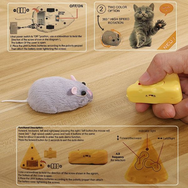 Telecomando elettronico senza fili Ratto peluche RC giocattolo del mouse affollamento giocattoli di emulazione Ratto per cani gatti scherzi giocattoli di trucco spaventosi 231229
