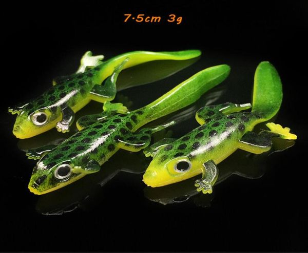 75 cm 3g Elliot Frog Iscas Macias Iscas Engrenagem De Pesca De Silicone 20 Peças / lote S28150923