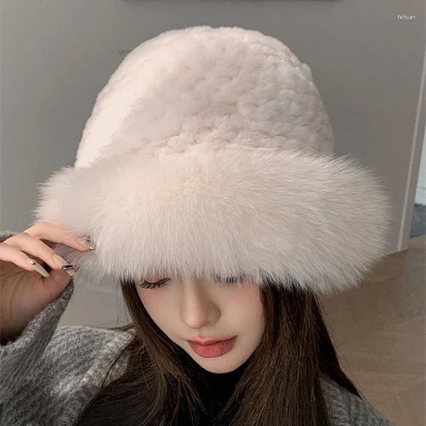 Berets inverno quente pescador chapéu russo menina bonito peludo all-matching engrossado proteção fria mulheres balde à prova de vento