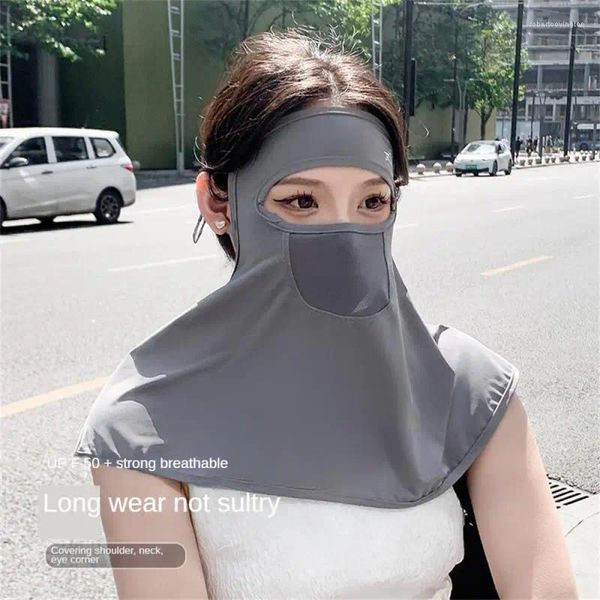 Велосипедные кепки Дышащая солнцезащитная вуаль Белый прохладный материал и приятная для кожи ткань Анти-УФ-продукт для улицы Женская солнцезащитная маска