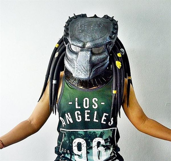 Maschere per feste Film Alien Vs Predator Maschera cosplay Halloween Party Costume Accessori Puntelli Predator Maschera in lattice 2208271994464