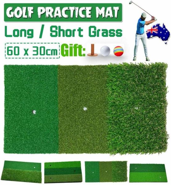 60x30cm Tapete de golfe Swing Stick Prática Bater Nylon Long Grass Bola de Borracha Tee Indoor Outdoor Training Aids Acessório Home Gym Fit6097513