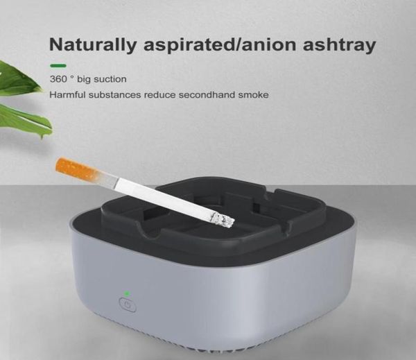 Posacenere senza fumo ad aspirazione diretta Filtro agli ioni negativi in cotone 360 Surround Spegnimento automatico 600mAh Purificatore d'aria cenice 2205232402097