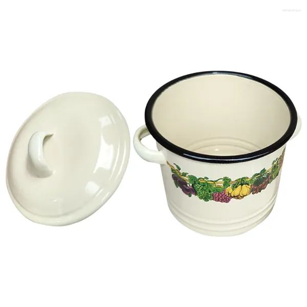 Set di stoviglie Pentola da cucina smaltata Zuppa Barattolo di condimento stile retrò Lardo Conservazione dell'olio Pentole da cucina Accessori