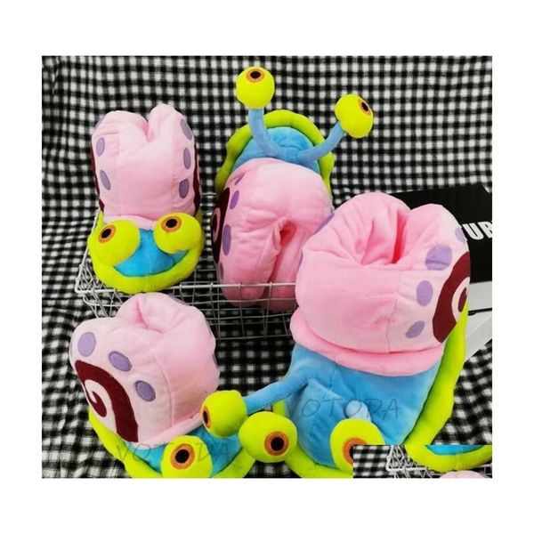 Домашняя обувь Зимние женские тапочки Gary Snails Furry Cute Cartoon Home Slippers Warm P House Flops Женские забавные шлепанцы 220409 Dro Dro Dhksl