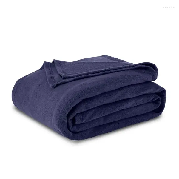 Одеяла Одеяло королевского размера - флисовая кровать Всесезонное теплое легкое супермягкое антистатическое покрывало темно-синего цвета