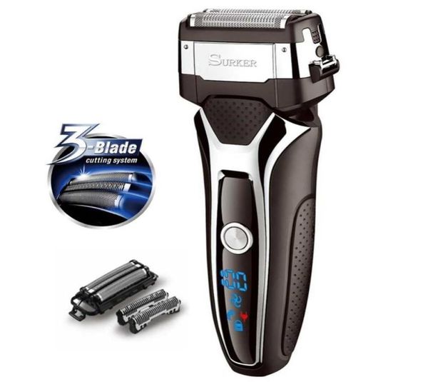 Turbo poderoso barbeador elétrico seco e molhado recarregável folha rosto corpo barbeador barba barbeador elétrico para homens máquina de barbear cabelo conjunto P07528217