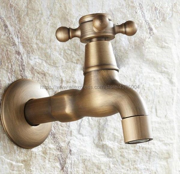 Torneiras de pia do banheiro Montado na parede Mop Tap Torneira de latão vintage Única fita de água fria para cozinha Piscina WC Bibcock Nav103