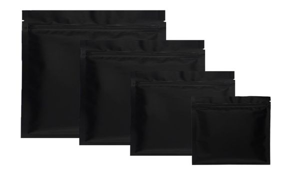 100 pz Nero Opaco Piccolo Foglio di Alluminio Sacchetti di Plastica con Chiusura a Zip A Prova di Odore Polvere di Erbe Sigillabile a Calore Piatto Sacchetto a Chiusura Lampo Pouch6698288