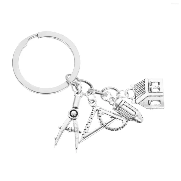 Anahtarlık Mimar Keychain Mezuniyet Öğrencisi için House Charm Geometri Cetvel Pusulası ile Mimari Mühendis