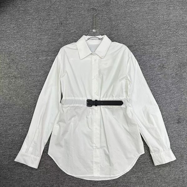 Sashes Blusa Branca Mulheres Luxo Camisas Formais Carta Temperamento Vestido Cintura-Emagrecimento Camisa Protetor Solar Terno Casacos SML