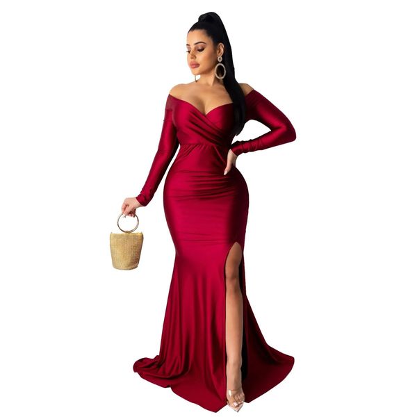 Vestidos plus size manga longa até o chão vestido de baile lantejoulas brilhantes até vestidos lado split sexy sereia vestidos de noite 2023 eleg africano