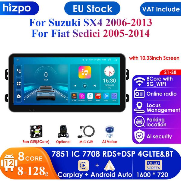10.33 ''Android Autoradio per Suzuki SX4 2006-2013 Fiat Sedici 2005-2014 Lettore Video Multimediale 2din Carplay Audio Stereo 4G BT