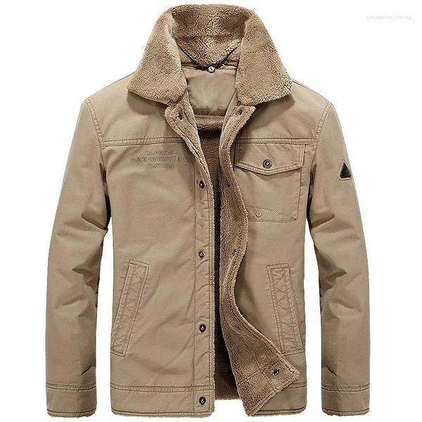 Männer Jacken Männer Mode Mantel Herbst Winter Pelz Kragen Cord Militär Casual Jacke Warme Fleece Dicke Mäntel Männliche Kleidung