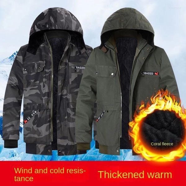 Jaquetas masculinas jaqueta de trabalho de algodão com chapéu removível casual outono e inverno outerwear resistente quente engrossado casaco de calor exército