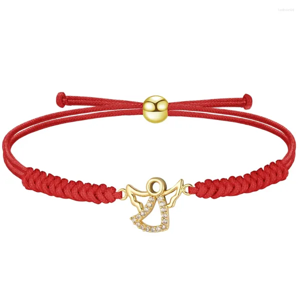 Braccialetti con ciondoli Bracciale con cordino rosso per donna Corda intrecciata a mano regolabile Angelo Regalo di laurea di compleanno di San Valentino