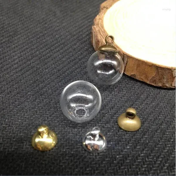 Anhänger-Halsketten, 5 Stück, 4 x 14 mm, runde Kugelform, klare Glasblase, Wunschflaschen-Ende, oberer Anschluss für DIY-Schmuck, Materialien – Kleber erforderlich