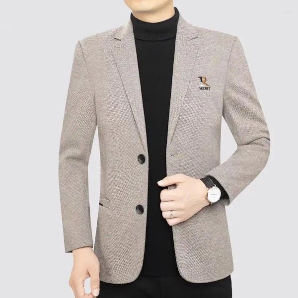 Erkek Suit 2024- Moda Gentmen İnce İtalyan Tarzı Sıradan Genç İş Orta Yaşlı Erkekler Küçük Blazer Takımını Ütülemeden