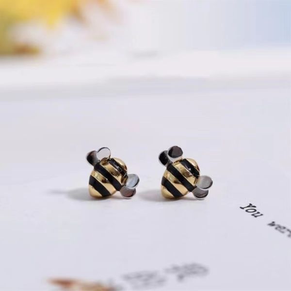 Honey SC Mode-Halskette mit Bienen-Anhänger, Designer-Schmuck, Geschenke, feines S925-Sterlingsilber, niedliche Biene, glückliche Halskette, Ohrstecker für Frauen 2023