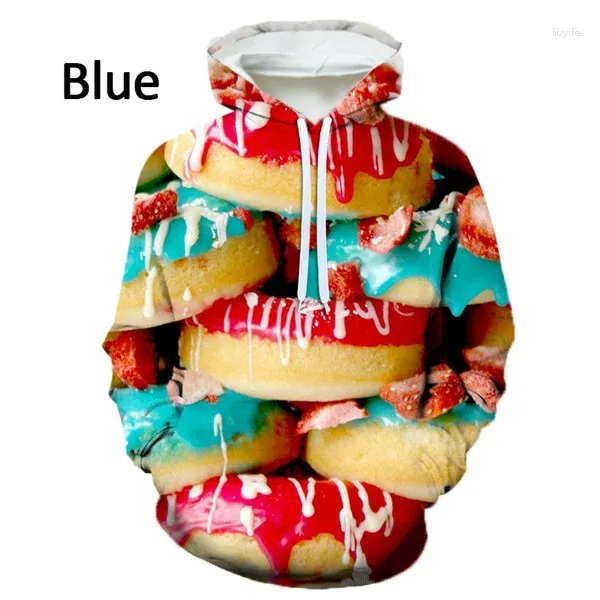 Hoodies masculinos 2024 outono e inverno moda impressão 3d hoodie estilo comida manga longa moletom com capuz casual pulôver