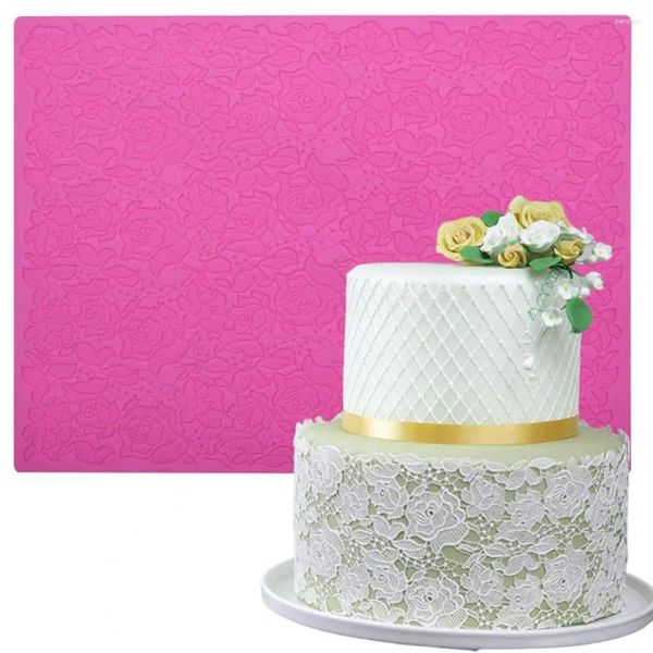 Moldes de cozimento bolo de casamento silicone linda rosa flor laço fondant molde fácil desmoldagem fazendo pastelaria